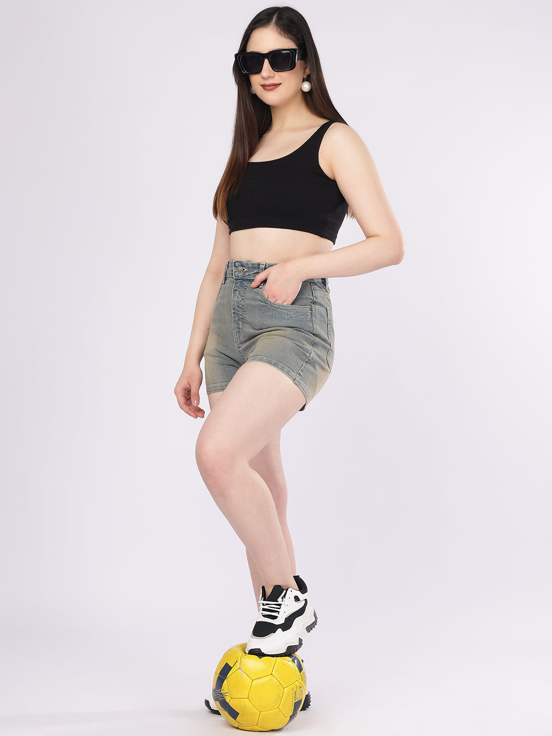 Women’s Dusty Blue Vintage Tinted Denim Shorts