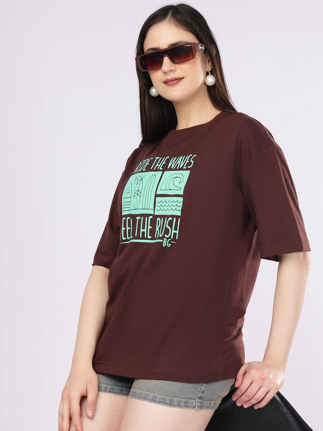 Dozer “Ride The Waves” Surfing Graphic Brown T-Shirt
