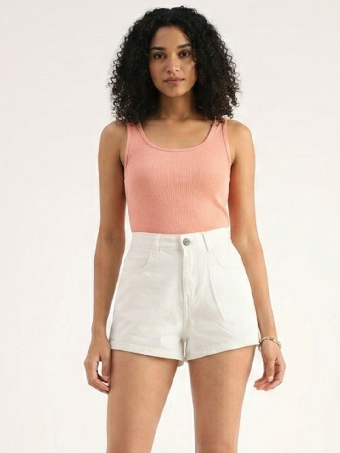 Women’s White Relaxed Fit Solid Denim Shorts