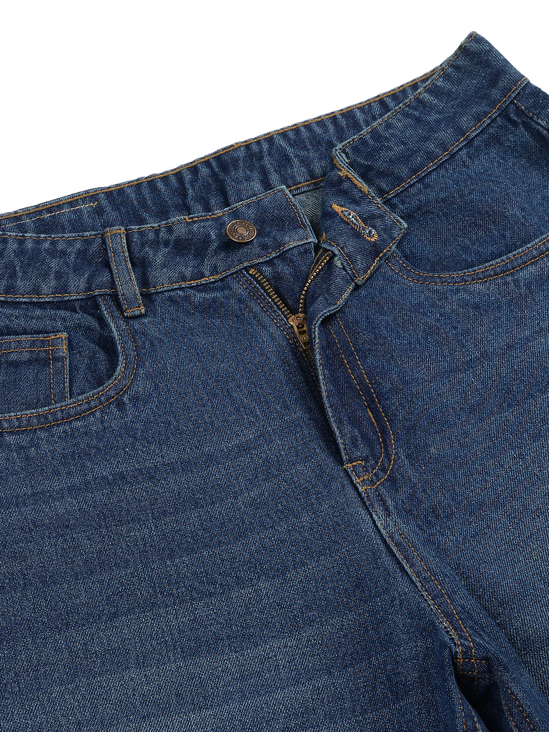 Women’s Dark Blue Distressed Straight Fit Denim Jeans