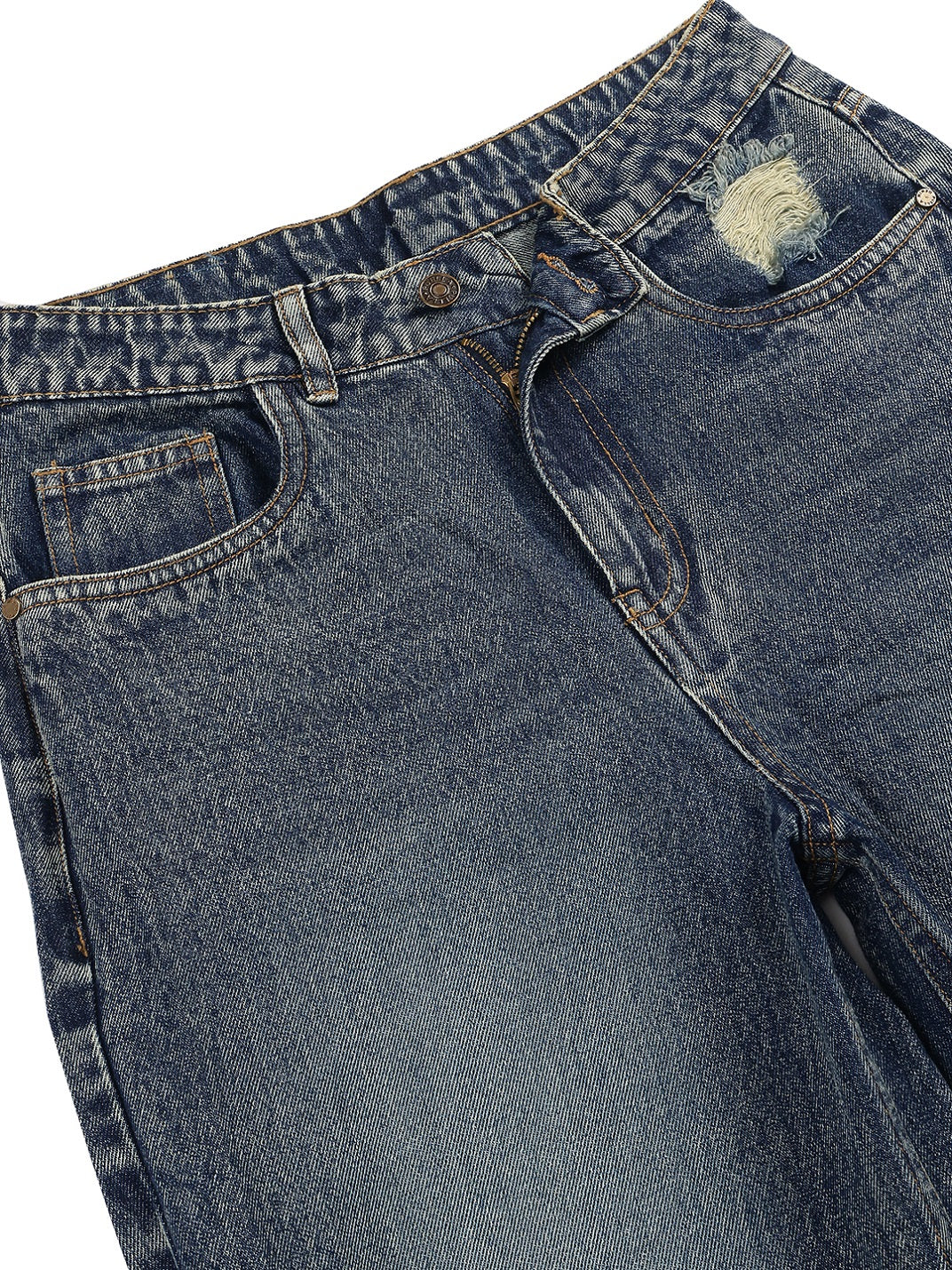 PUELLA Women's Acid Wash High-Rise Baggy Fit Jeans with Single Distress Detail