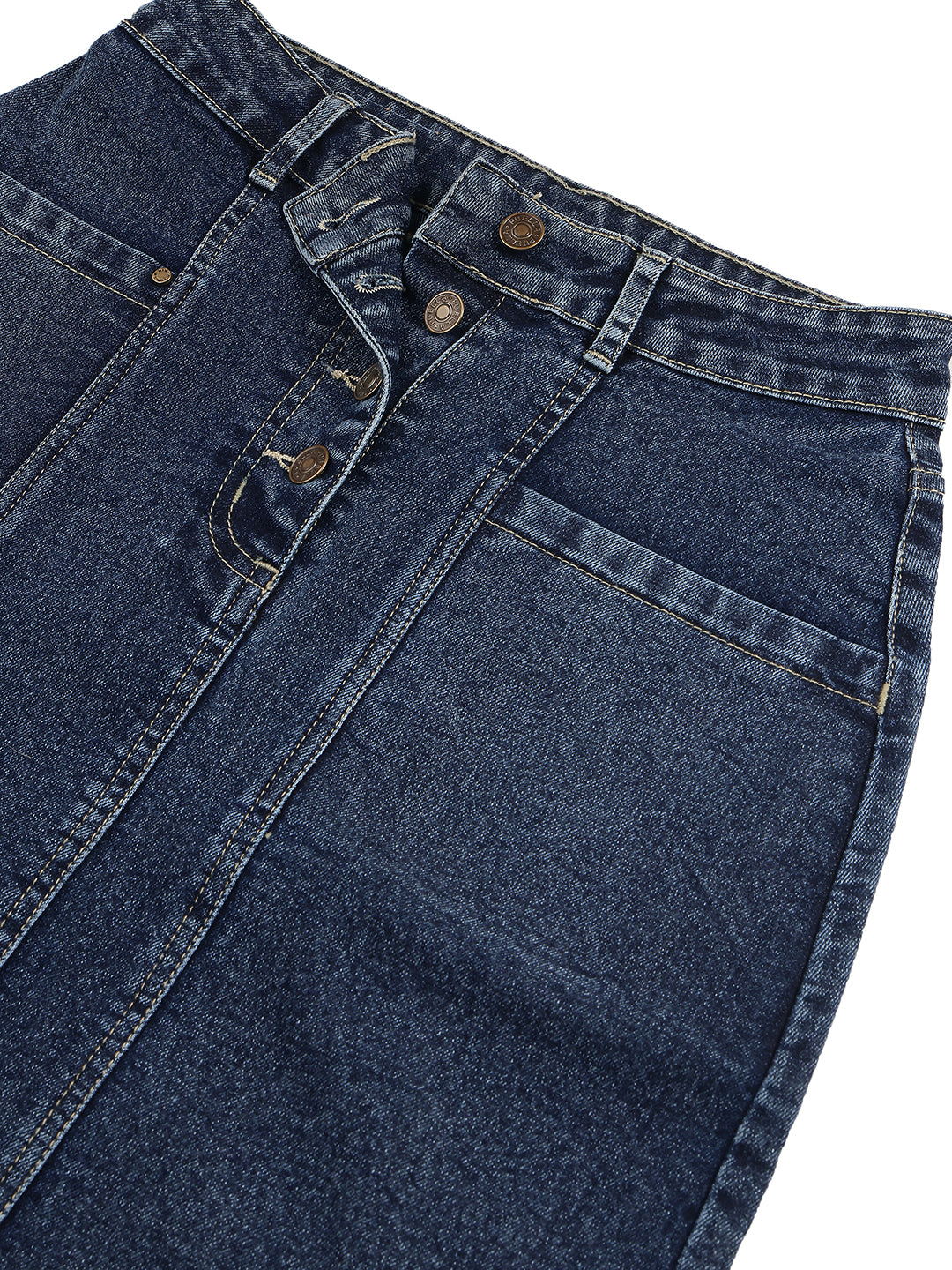 Women’s Dark Blue Multi-Button Denim Skirt