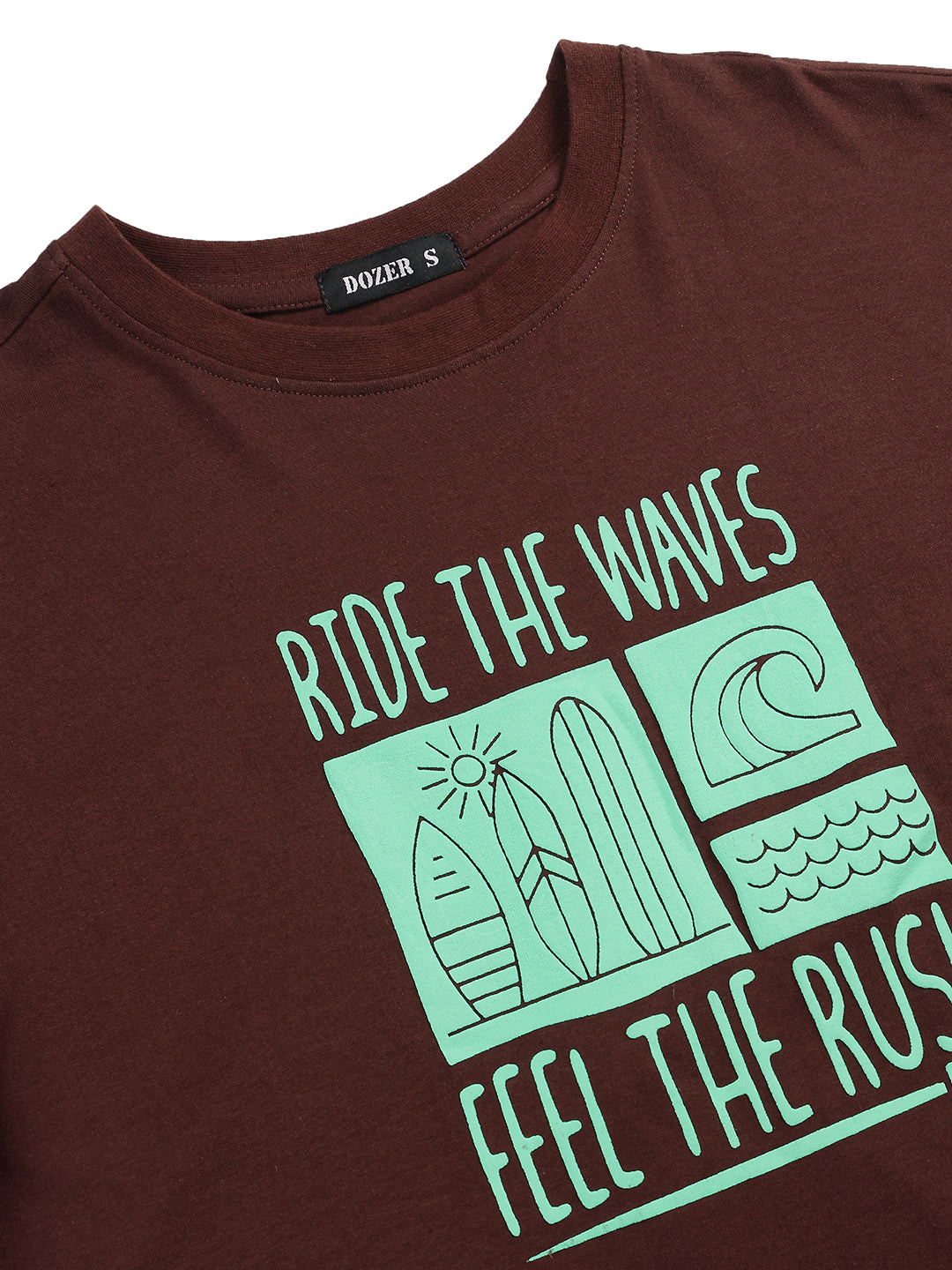 Dozer “Ride The Waves” Surfing Graphic Brown T-Shirt