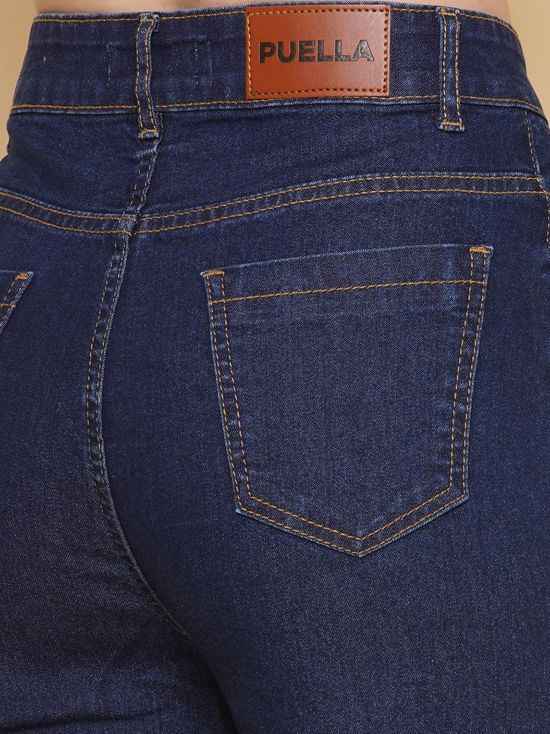 PUELLA Women’s High-Rise Dark Blue Wide-Leg Jeans