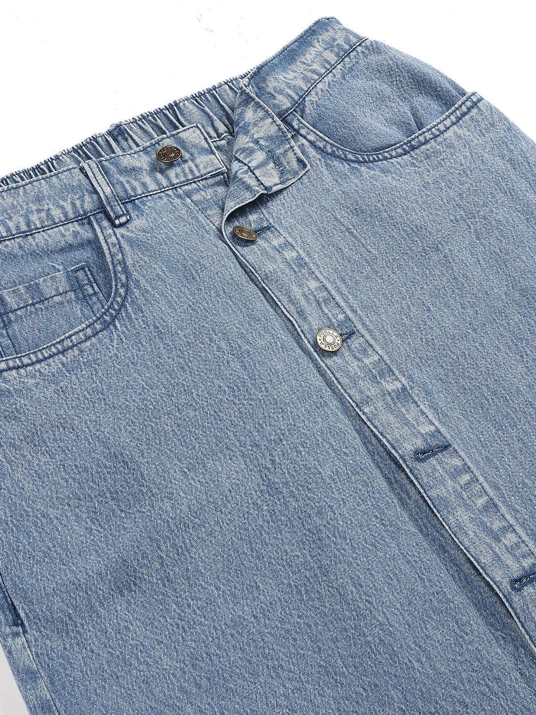 Women’s Light Blue Button-Down Tiered Denim Maxi Skirt