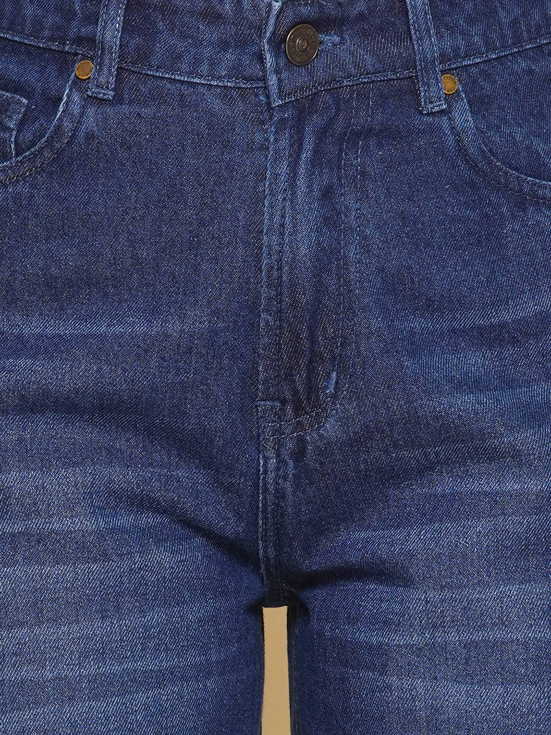 PUELLA Women’s Dark Blue Distressed Wide-Leg Jeans