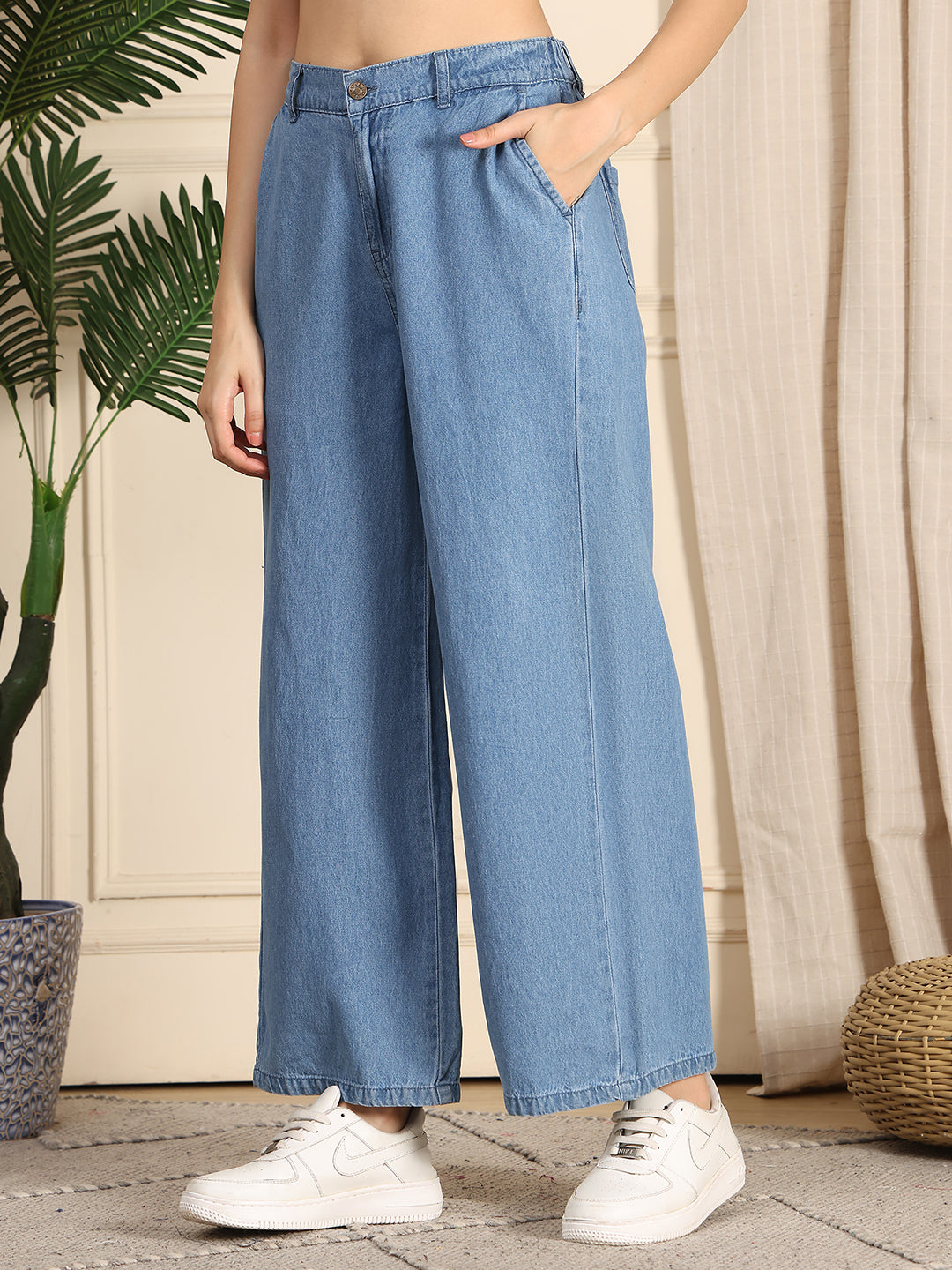 PUELLA Women Medium Blue High-Rise Relaxed Fit Jeans