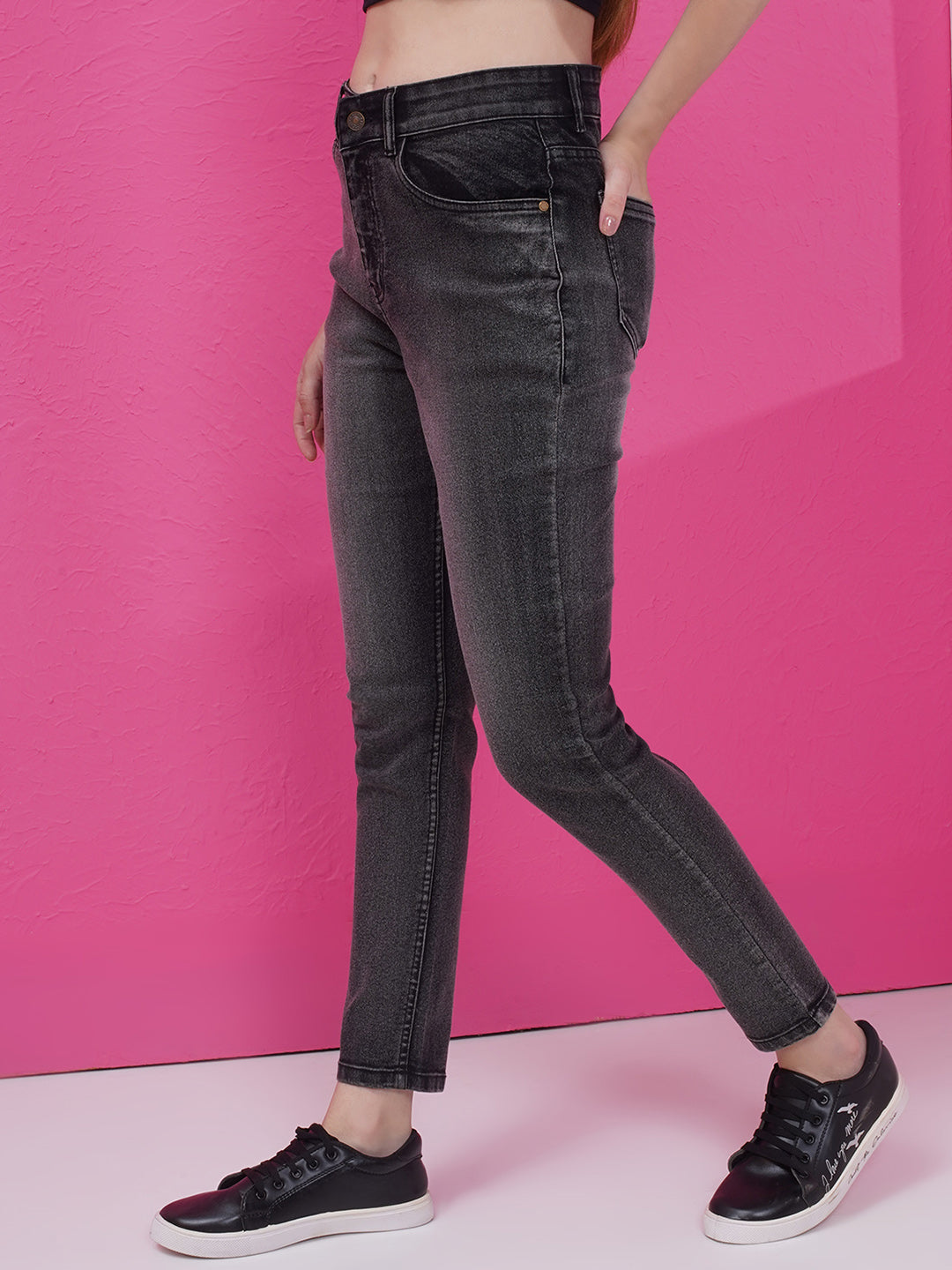 PUELLA Women Charcoal Black High-Rise Skinny Fit Jeans