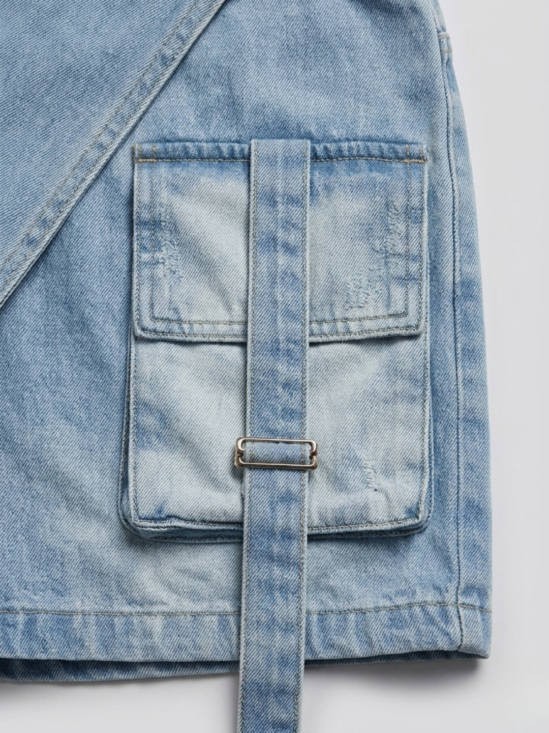 Women’s Blue Wrap-Over Cargo Detail Denim Shorts