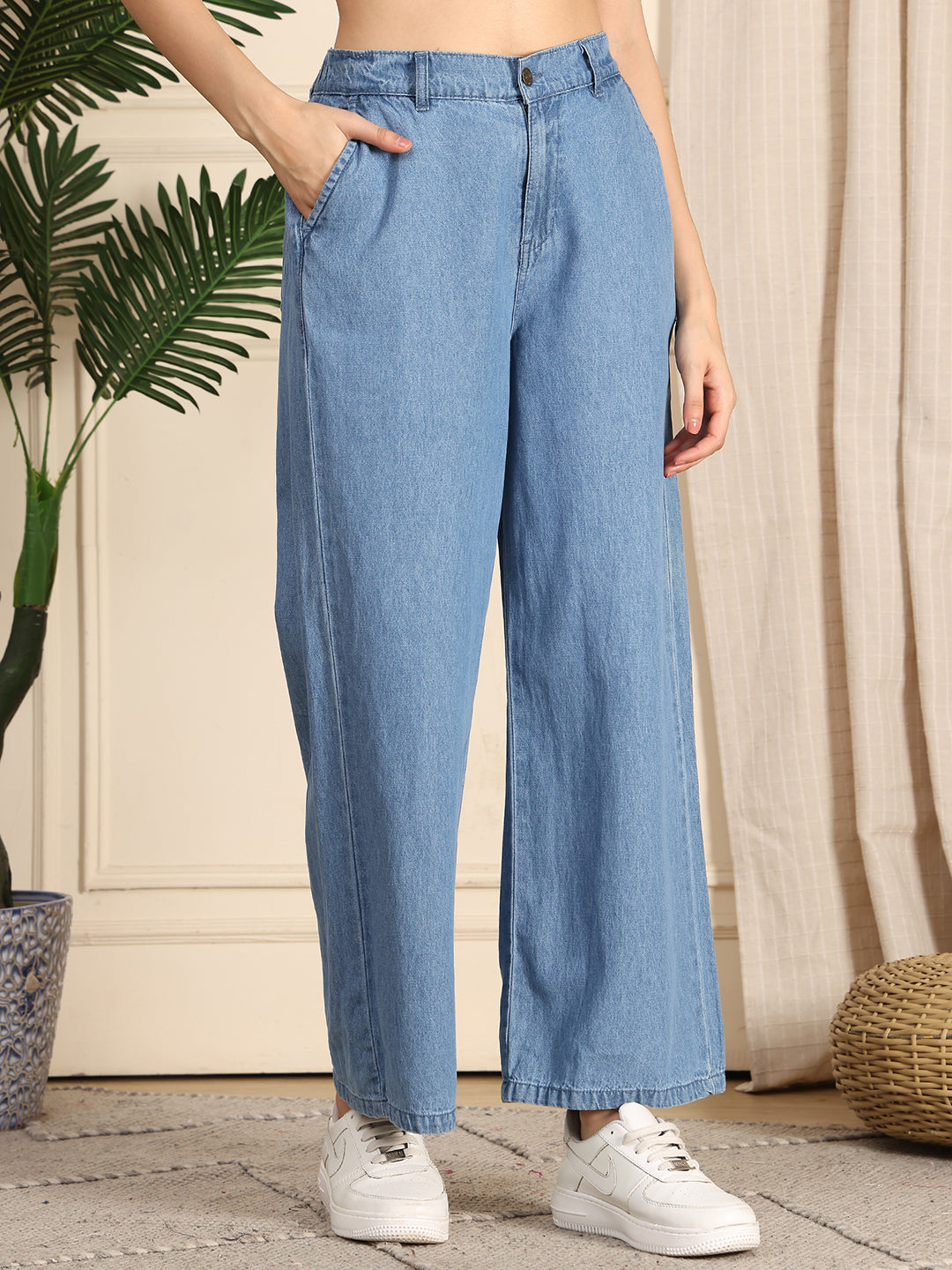 PUELLA Women Medium Blue High-Rise Relaxed Fit Jeans