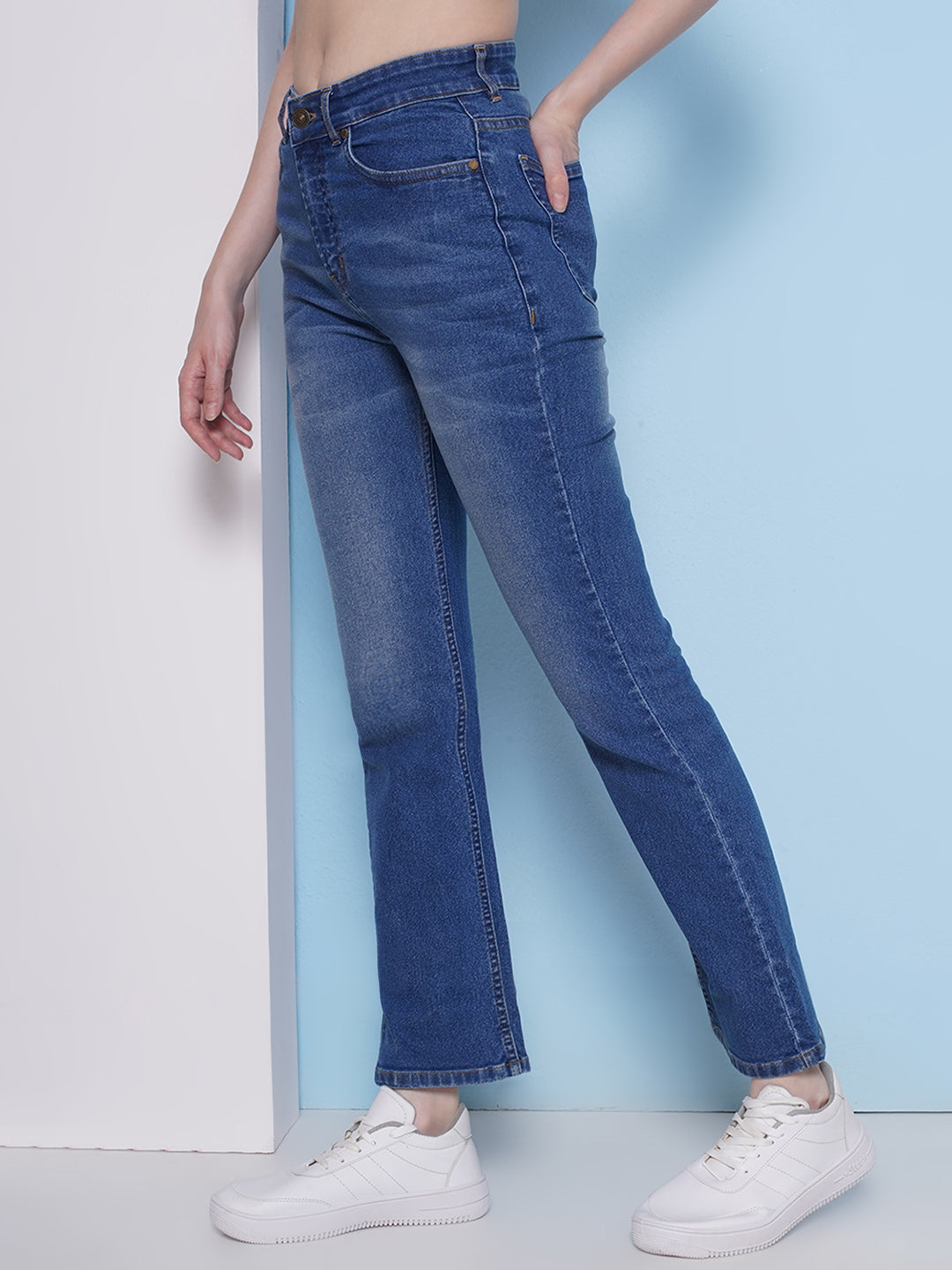 PUELLA Women Blue High-Rise Straight Fit Jeans