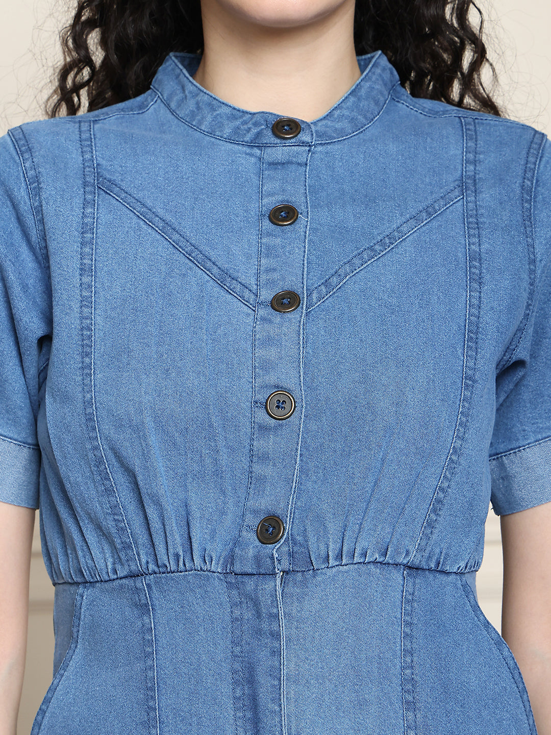 PUELLA Women’s Blue Short Sleeve Denim Shirt Dress