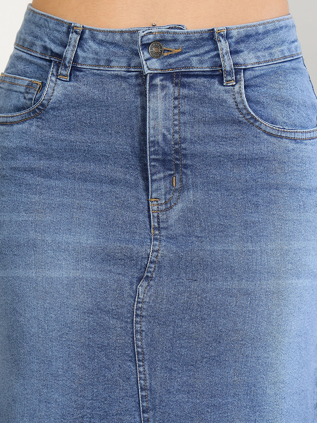 Women’s Solid A-line Light Blue Denim Skirt