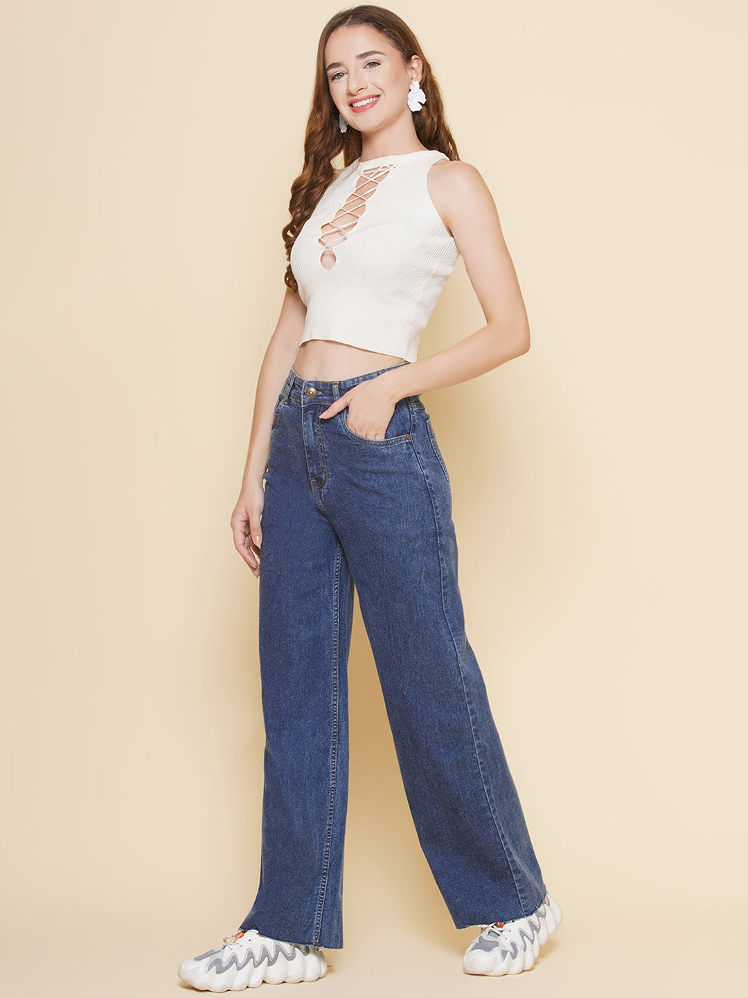PUELLA Women High-Rise Straight Fit Denim Jeans