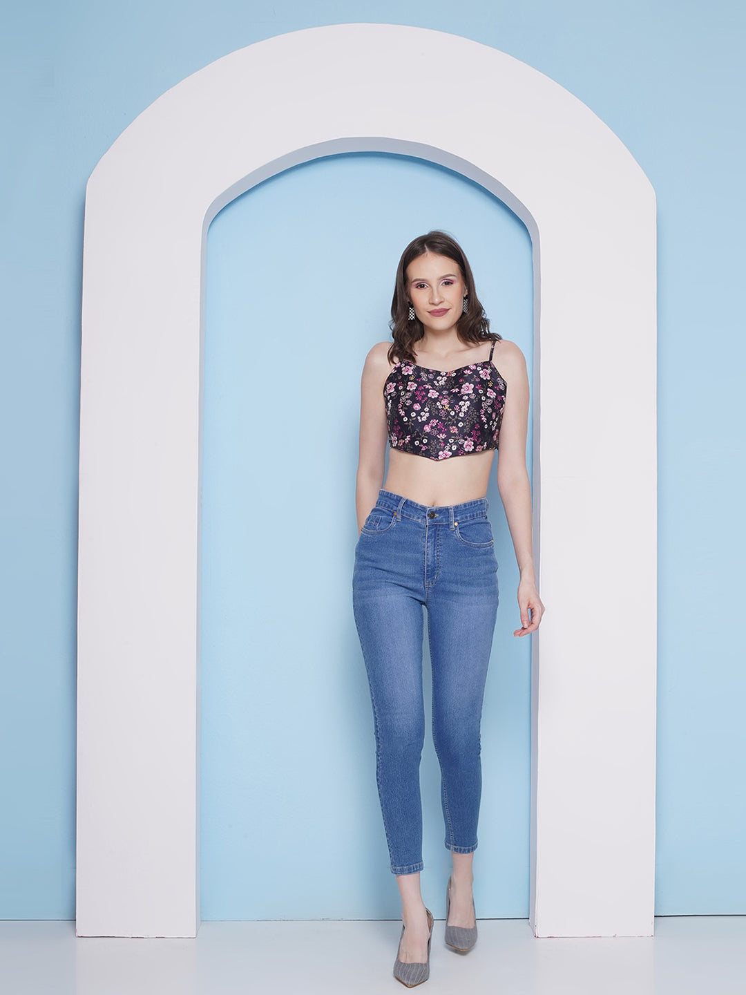 PUELLA Women Mid Blue High-Rise Ankle-Length Skinny Fit Jeans