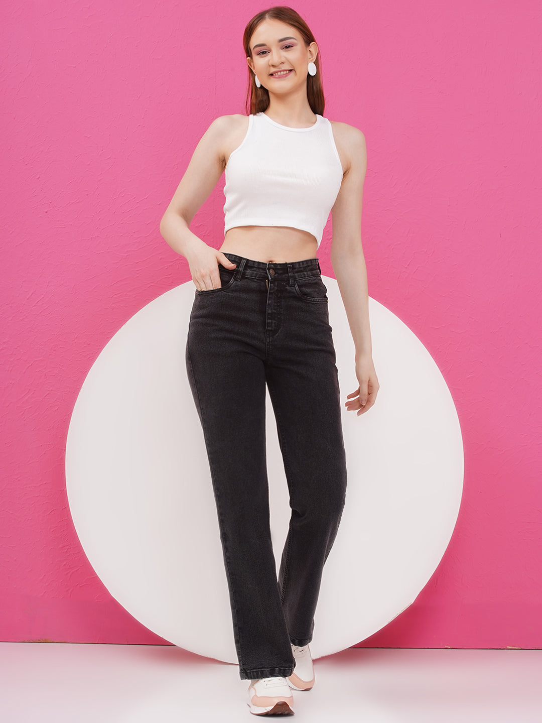 PUELLA Women Black Washed High-Rise Bootcut Jeans