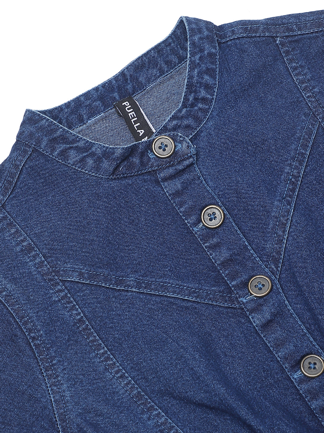 PUELLA Women’s Dark Blue Short Sleeve Denim Shirt Dress