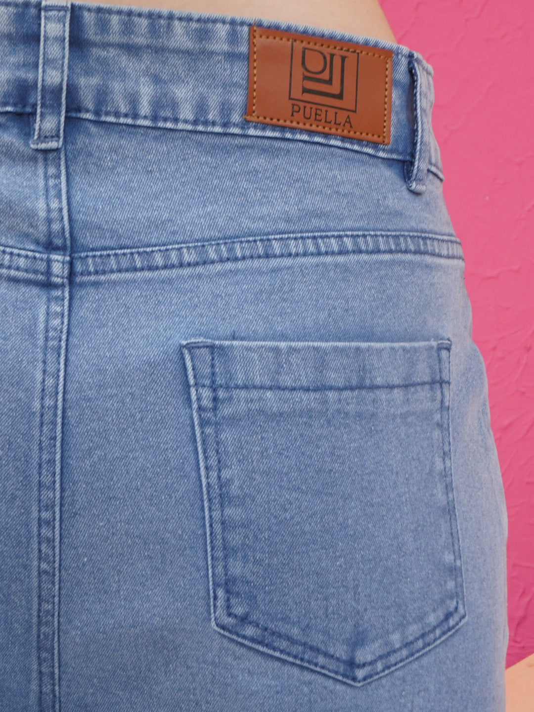 PUELLA Women Light Blue High-Rise Cargo Wide-Leg Jeans