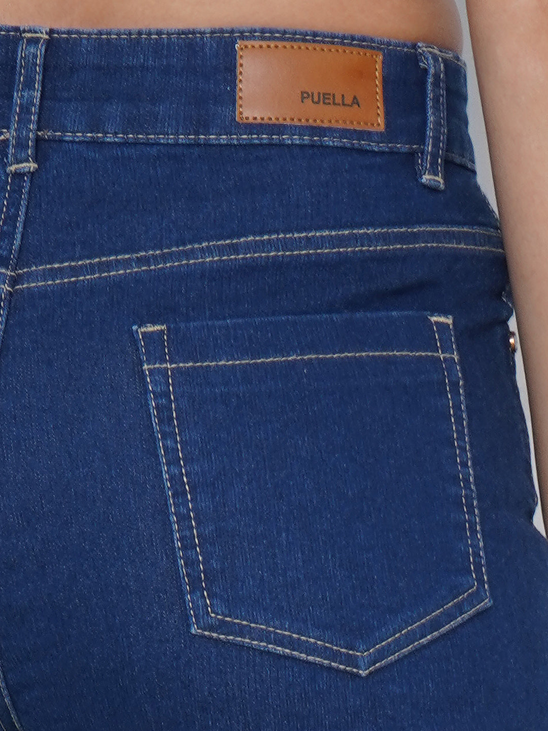 PUELLA Women Dark Blue High-Rise Straight Fit Jeans