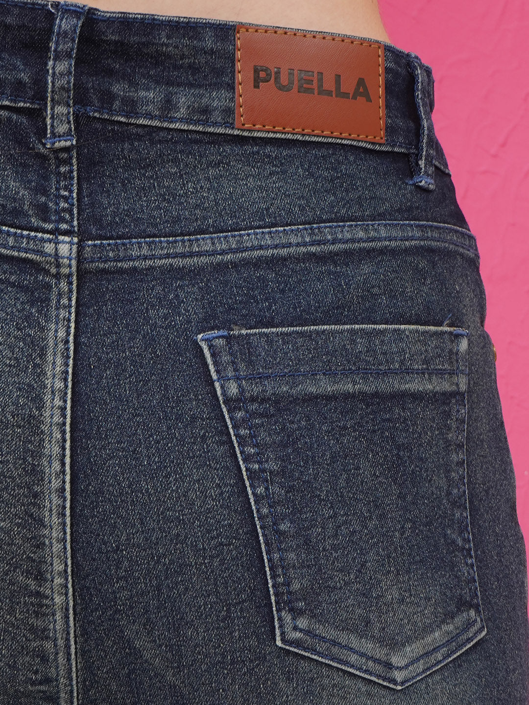 PUELLA Women Dark Indigo High-Rise Wide-Leg Jeans