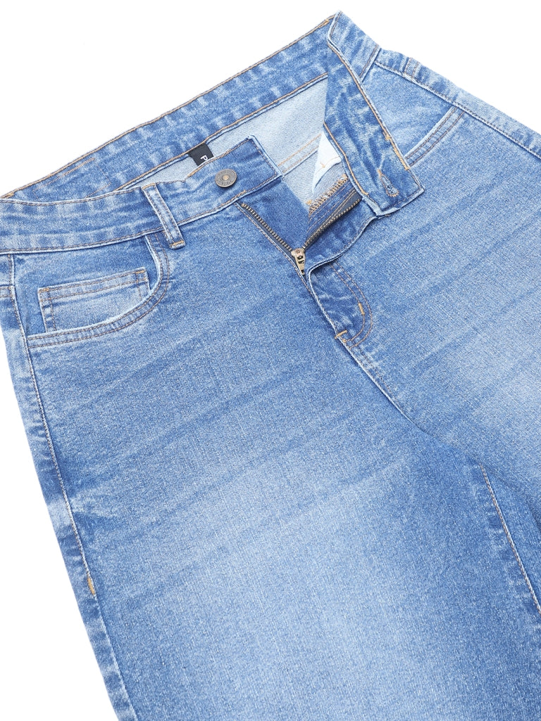 PUELLA Women Light Blue High-Rise Wide-Leg Jeans