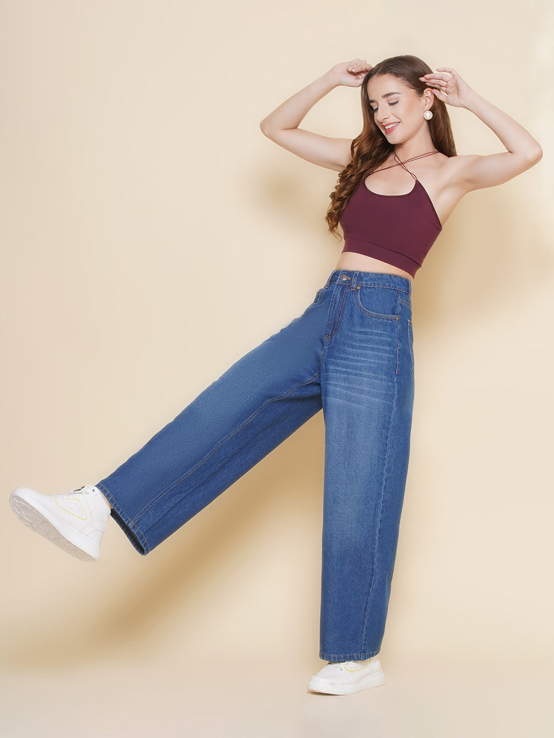 PUELLA Women High-Rise Loose Fit Full Length Jeans