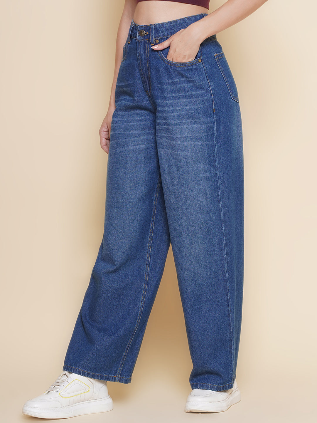 PUELLA Women High-Rise Loose Fit Full Length Jeans