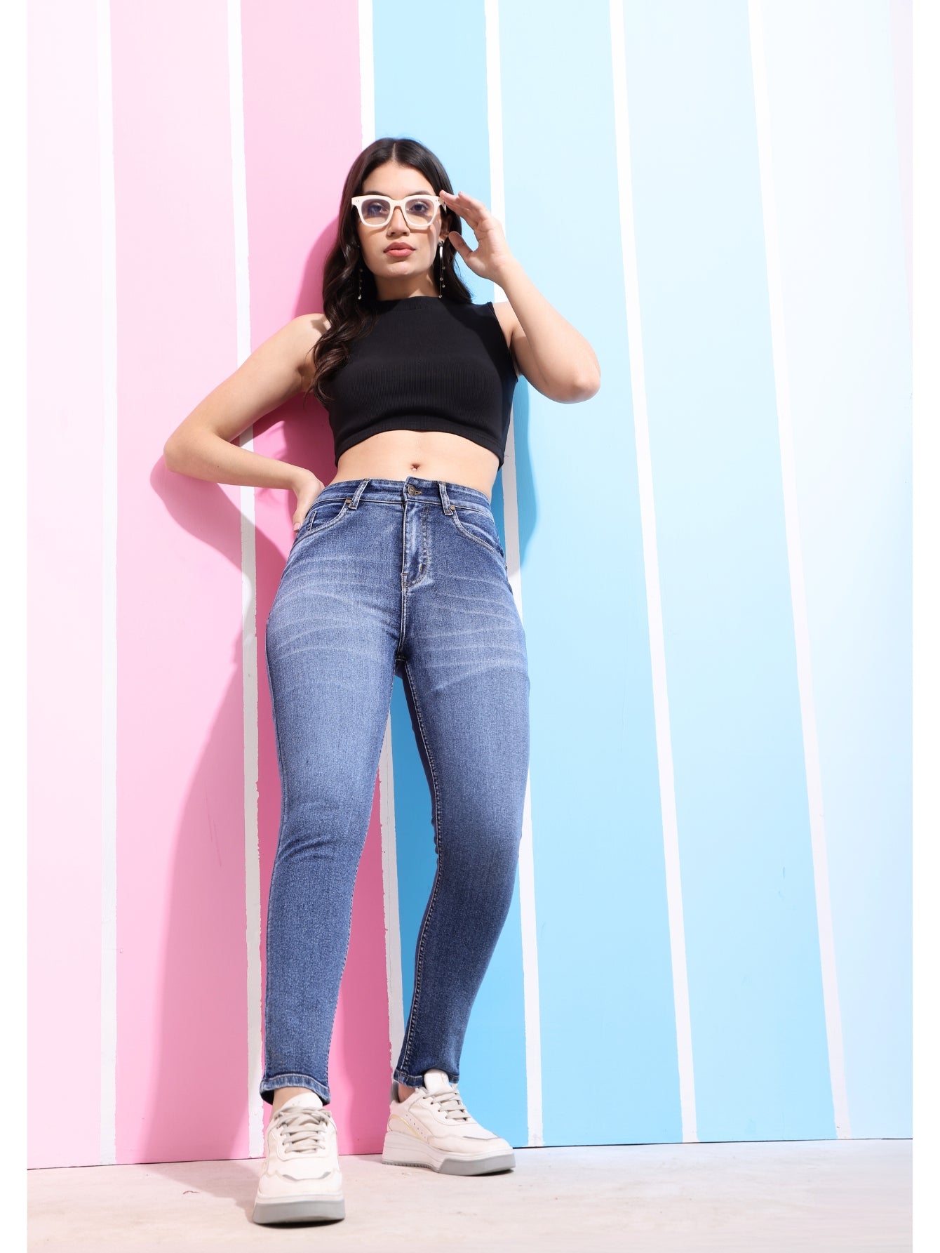 PUELLA Women Skinny Fit High-Rise Heavy Fade Stretchable